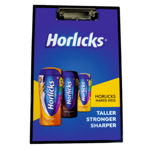 Plastic Promotional Clip Board A4 Size ” Horlicks “