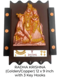 Wall Hanging of Radha Krishna with 3-hook key hanger