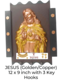 Wall Hanging of Jesus with 3-hook key hanger