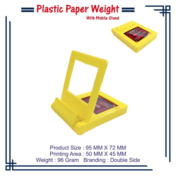 Enhance Your Workspace with Our Promotional Plastic Paper Weight with mobile stand Rrp 314
