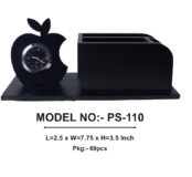 Wooden Promotional Table Clock cum Pen Stand PS-110