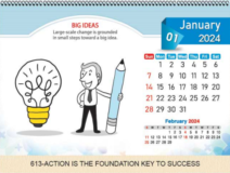 Executive series “Action Is The Foundation Key To Success” Table Calander, Size 8.5″ Inch By 7.5″ Inch Bap 613