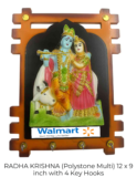 Wall Hanging of Radha Krishna with 4-hook key hanger