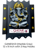 Wall Hanging of Ganesh Ji with 3-hook key hanger