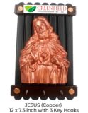 Wall Hanging of Jesus with 3-hook key hanger