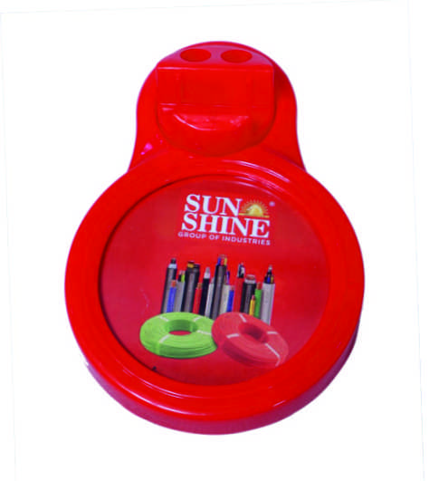Sun Shine Promotional Plastic Paper Weight Revolving With Pen Stand And Mobile Stand