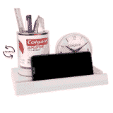Colgate Rotating Promotional Table Clock With Pen Stand & Mobile Stand