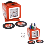 Havmor Rotating Promotional Table Clock With Pen Stand & Tea Coaster