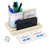 Yes Bank Pen Stand With Mobile Stand And Tea Coaster
