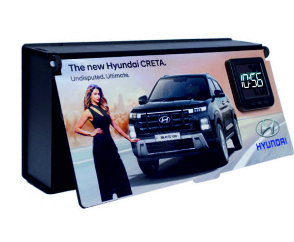 Hyundai Promotional MDF Wooden Key Hanger With Digital Clock
