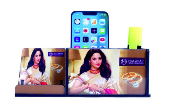 Malabar Promotional MDF Wooden Pen Stand Cum Mobile Stand