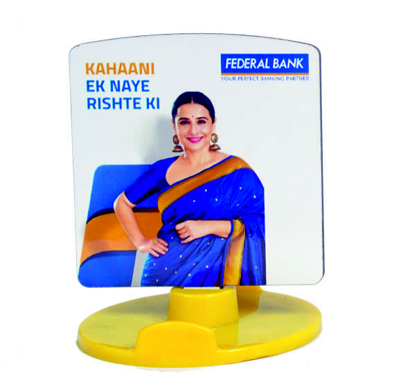 Federal Bank Promotional Plastic With MDF Mobile Stand