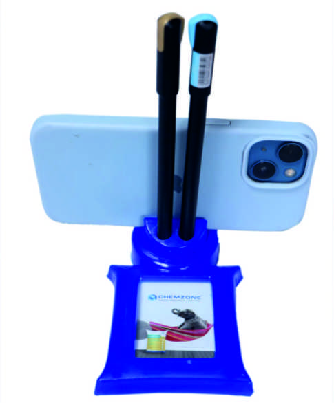 Chemzone Plastic Paper Weight Revolving With Pen Stand And Mobile Stand